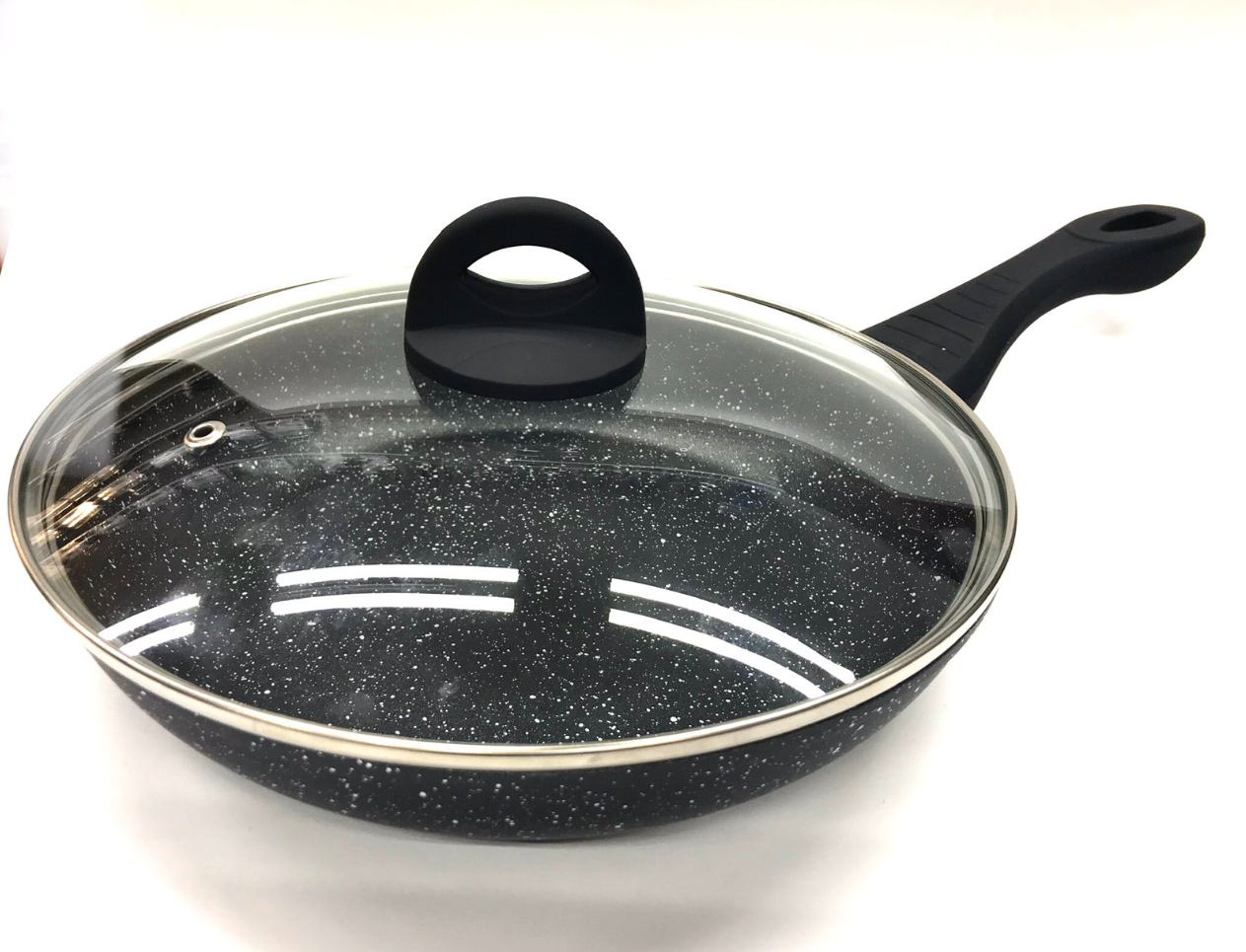 Сковорода с крышкой Benson BN-570 мармуровое антипригарное покрытие 28 см (PTLNN-015)