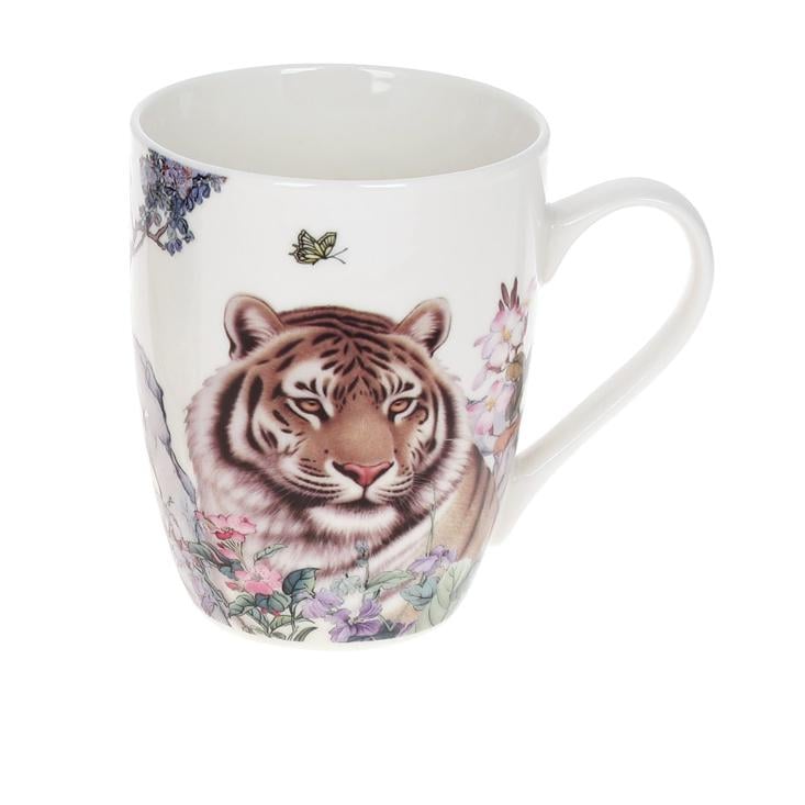 Кружка фарфоровая BonaDi Тигр лежит 380 мл (K012)