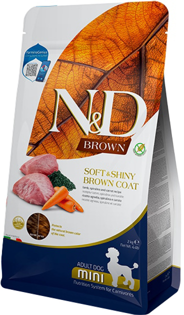 Корм сухой для собак N&D Brown Mini Lamb Spirulina&Carrot (8010276041029)