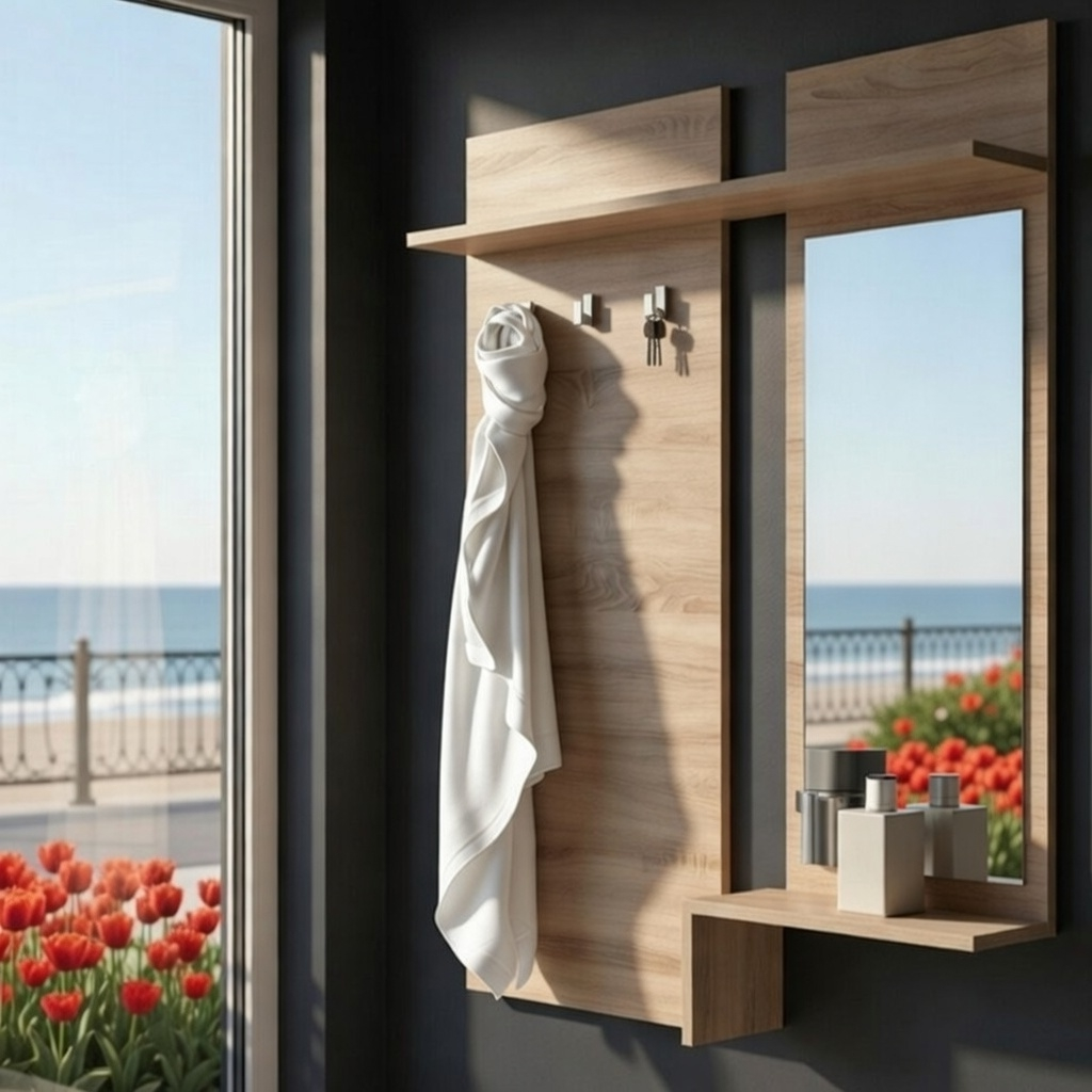 Вішалка із дзеркалом Мастер Форм Брайт ДСП правостороння 900х140х1110 мм Дуб сонома (20603)