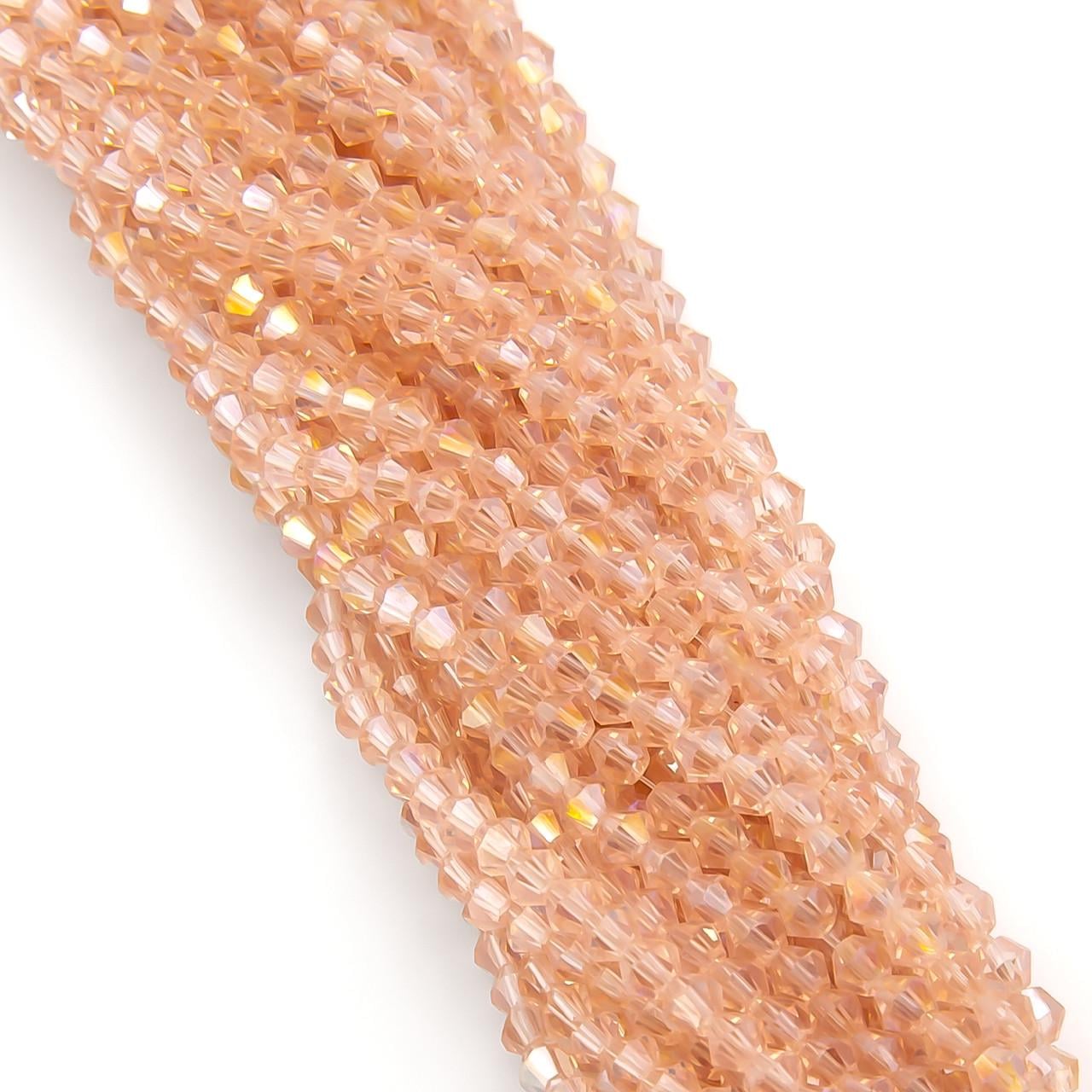 Бусины хрустальные Биконус 2,3х3 мм 160 шт. Розовый опал АВ (БИ0002к73)