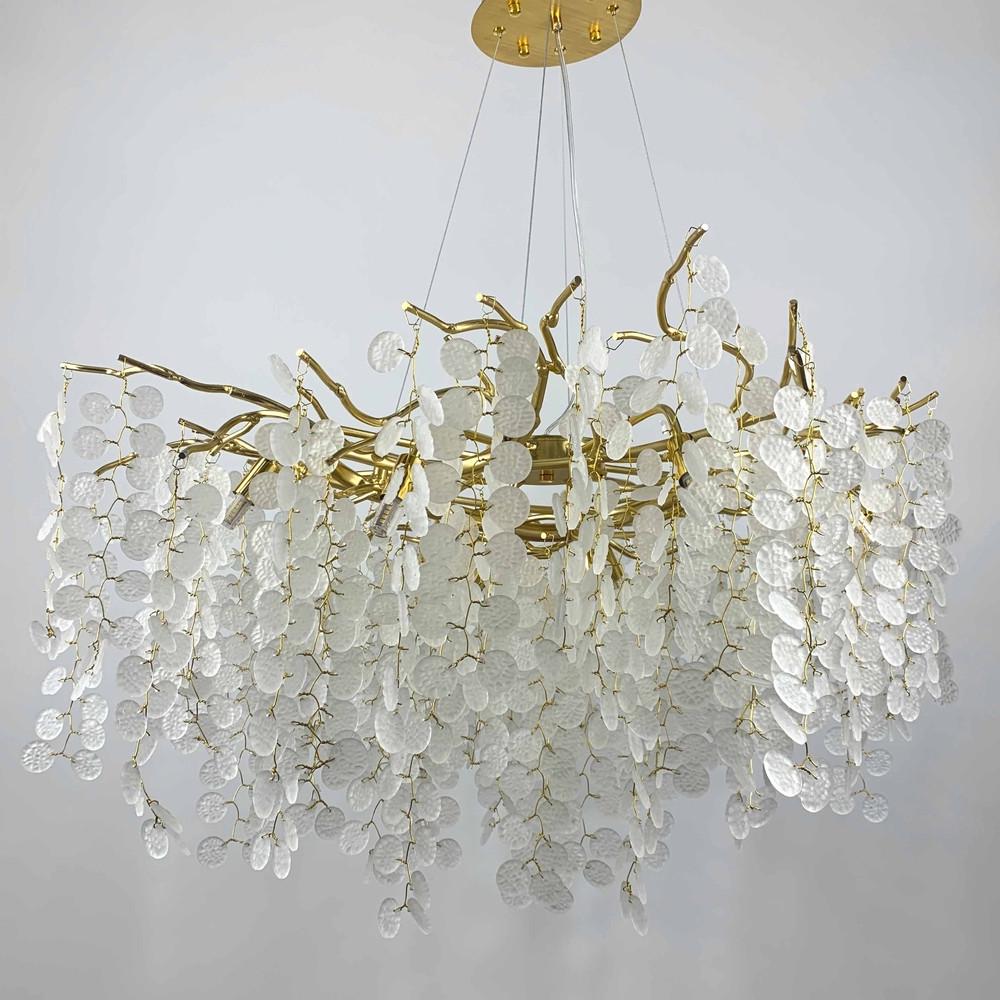 Люстра з білими підвісками у корпусі Ø 80 см Золотий (701D GD/FR)