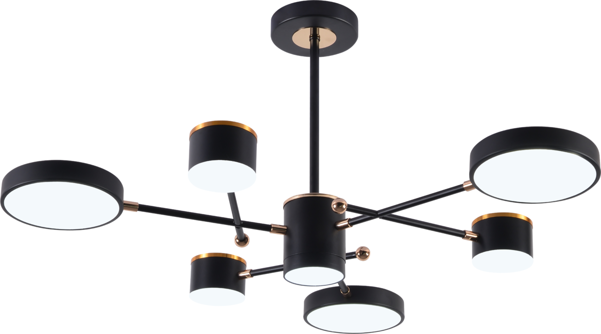 Люстра потолочная светодиодная Lighthouse SRS-19476/6 BK+FGD Черный из золотым