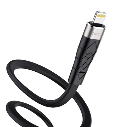 Кабель Hoco Lightning Angel flat silicone data cable X53 2,4 A 1 м Black (546187)
