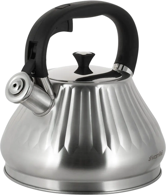 Чайник со свистком и ручкой с покрытием soft touch Kamille KM-0859 из нержавеющей стали 3 л Стальной (150-84-0859) - фото 8