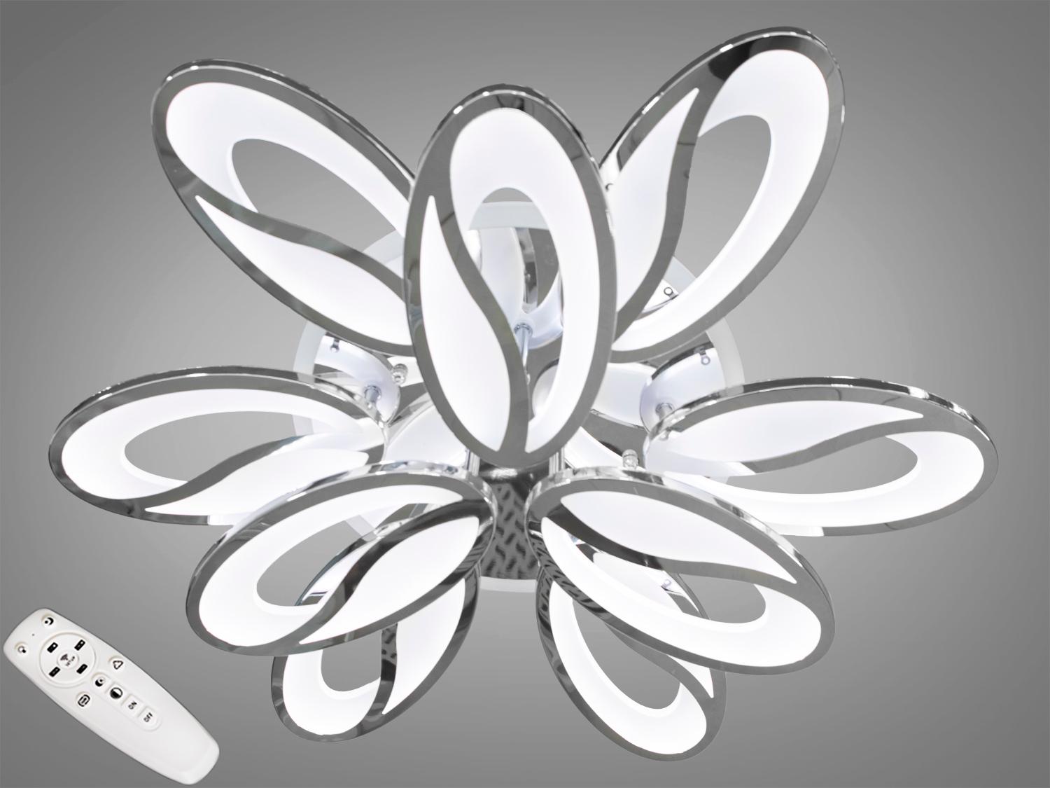 Люстра потолочная LED подсветка/диммер/пульт 150W Хром (8090/6+3HR 3col dim)
