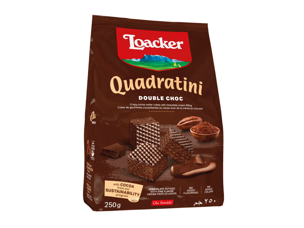 Вафли Loacker Quadratini Double Choc 250 г