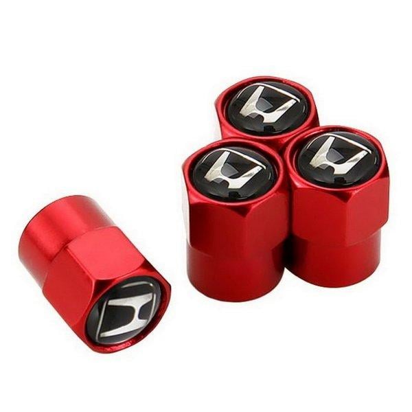 Набор колпачков на ниппель для автомобиля SUNROZ Caps Short Honda 4 шт. Red