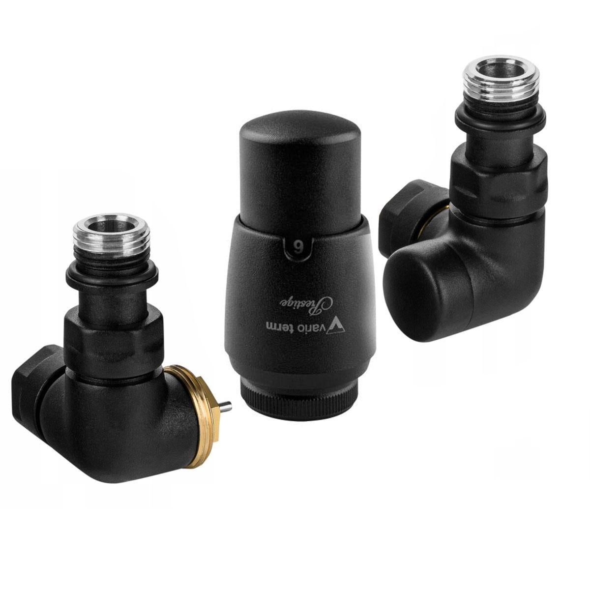 Комплект вентилей термостатический Vario Term VISION 3-х осевой левый Черный структурный (EVIGS0214CFK/L)