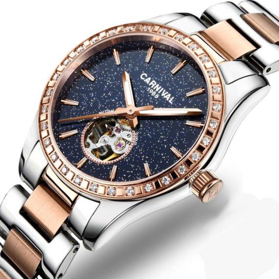 Часы наручные механические женские Carnival Lady Elite крепким с сапфировым стеклом и фирменной двухуровневой застежкой (107-96-8703) - фото 2 Часы наручные механические женские Carnival Lady Elite крепким с сапфировым стеклом и фирменной двухуровневой застежкой (107-96-8703) - фото 2
