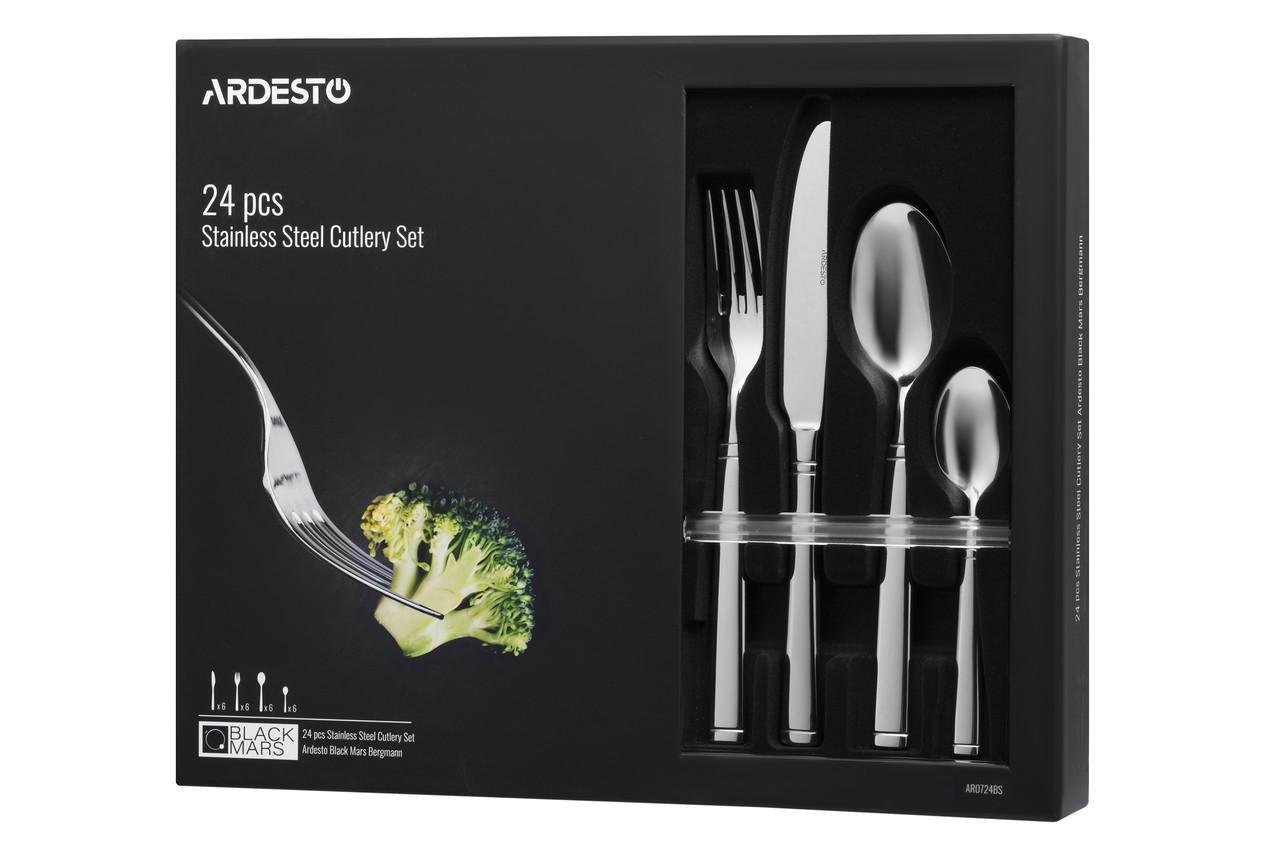 Набор столовых приборов Ardesto Mars Bordeaux из нержавеющей стали 24 пр. Black (AR0724BS)