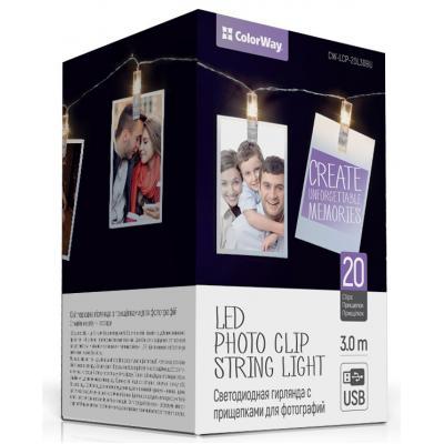 Гірлянда ColorWay з прищіпками для фото від USB 20 LED 3 м (CW-LCP-20L30BU) - фото 8