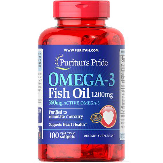 Омега 3 Puritan's Pride Omega-3 Fish Oil 1200 мг 100 Softgels
