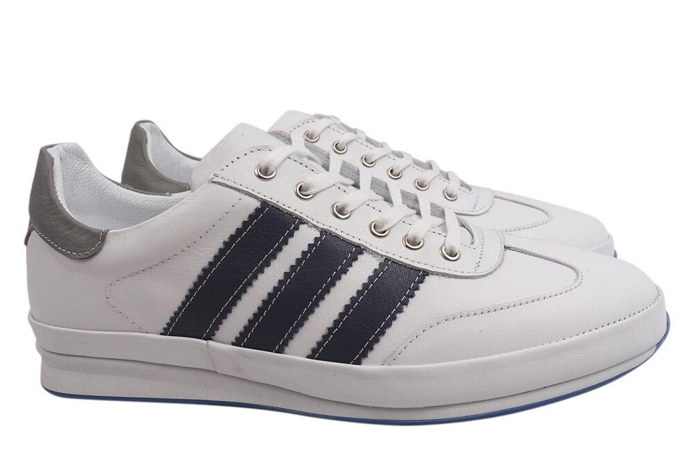 Кроссовки мужские Effort из кожи на низком ходу на шнуровке р. 40 Белый (38-21DTC)