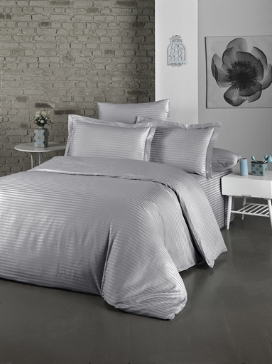 Комплект постельного белья Lighthouse Exclusive Sateen Stripe Lux 200х220 см/50x70 см 4 шт. Серый