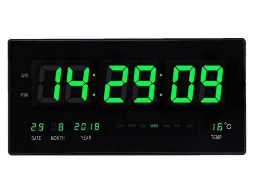 Настенные часы Digital Clock 4622 Черный/Зеленым (14158741)