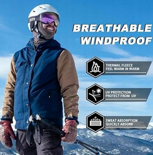 Балаклава зимова термо ROCKBROS LF7345BK One size Цементно-сірий (626289353) - фото 7 Балаклава зимова термо ROCKBROS LF7345BK One size Цементно-сірий (626289353) - фото 7