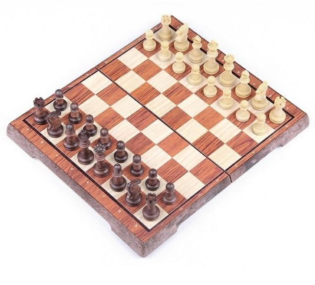 Шахи магнітні під дерево Chess magnetic wood-plastic UB