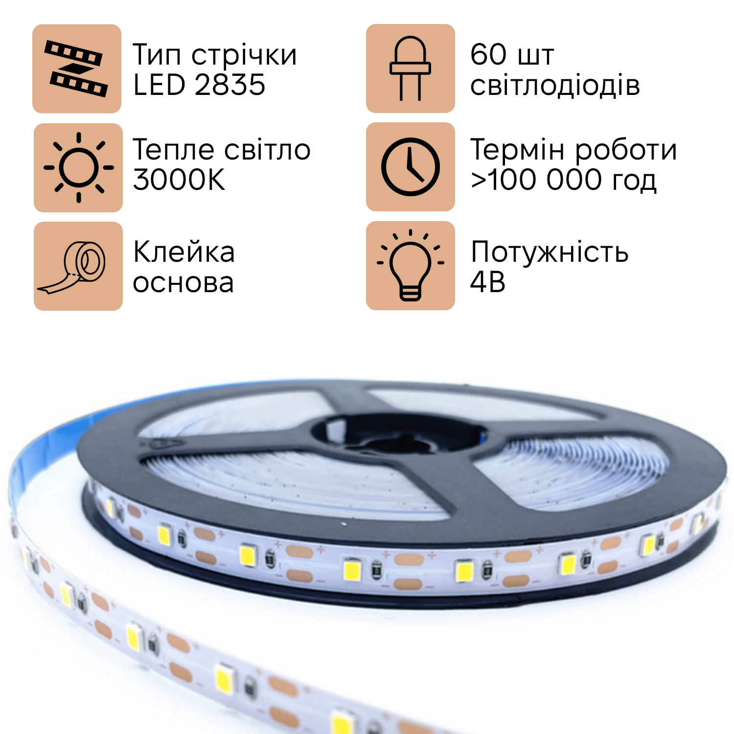 Світлодіодна стрічка INSPIRE Smart LED 1 USB 60 діодів 3000К - фото 3 Світлодіодна стрічка INSPIRE Smart LED 1 USB 60 діодів 3000К - фото 3