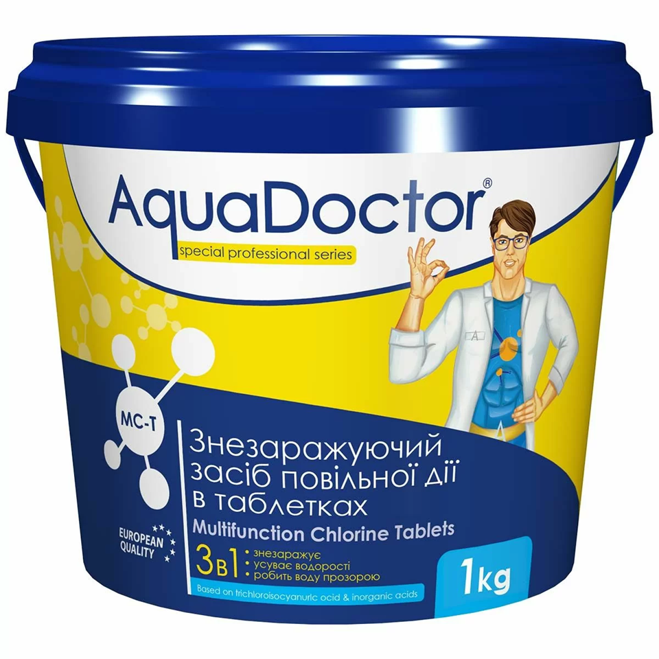 Таблетки для очистки воды в бассейне AquaDoctor МС-Т с хлором 3в1 1 кг (217)