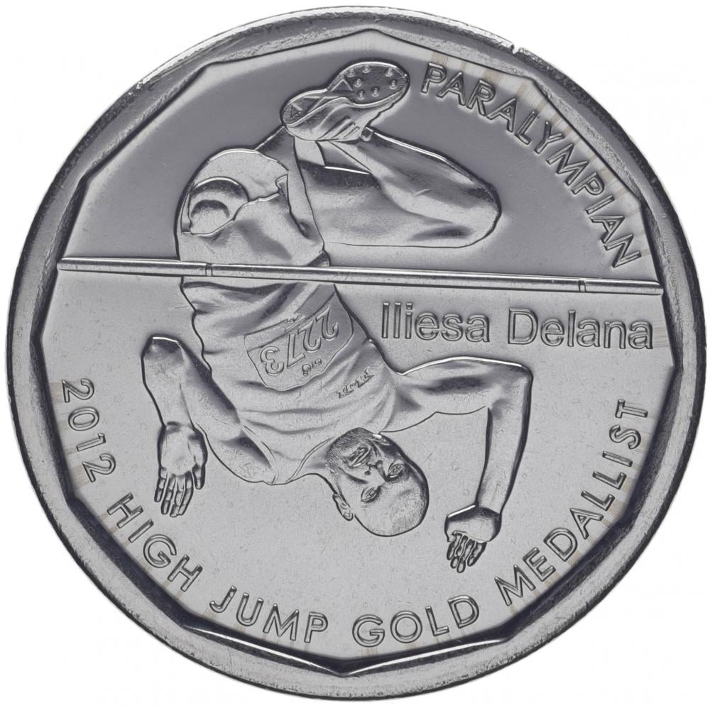 Коллекционная монета Фиджи 50 центов 2013 UNC XXX летние Олимпийские игры в Лондоне Паралимпиада - Прыжки в высоту (KM#515)