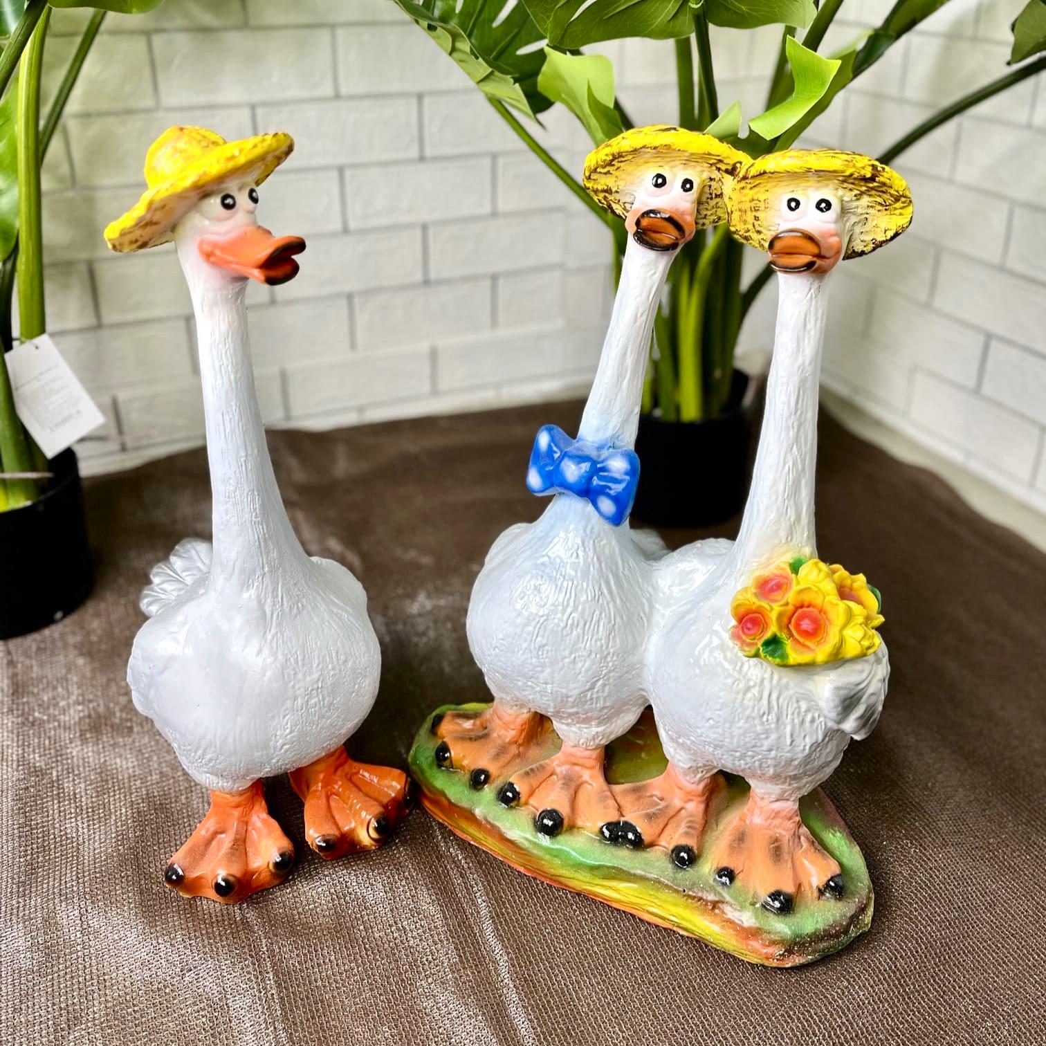 Комплект садовых фигур Гуси веселые и гусь в шляпе 55 см (3379)
