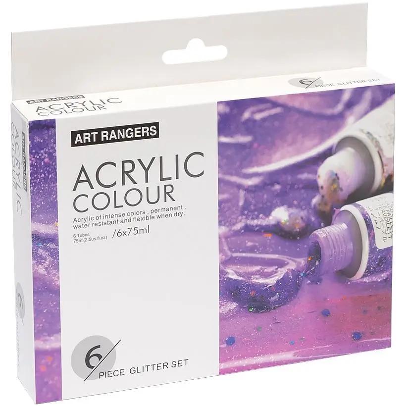 Художественные акриловые краски с блестками Art Rangers Acrylic glitter 6 цветов в тубах по 75 мл (FEA0675-G) - фото 8