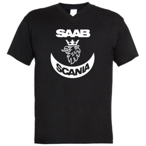 Футболка мужская Scania SAAB с V-образным вырезом M Черный (8466427-2-148050-M)