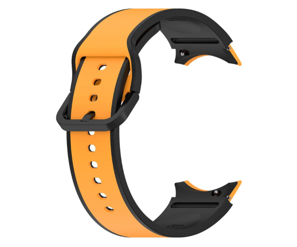 Ремешок силиконовый Silicone Dual Color для смарт-часов Samsung Galaxy Watch 6/5/4 22 мм Черный с желтым