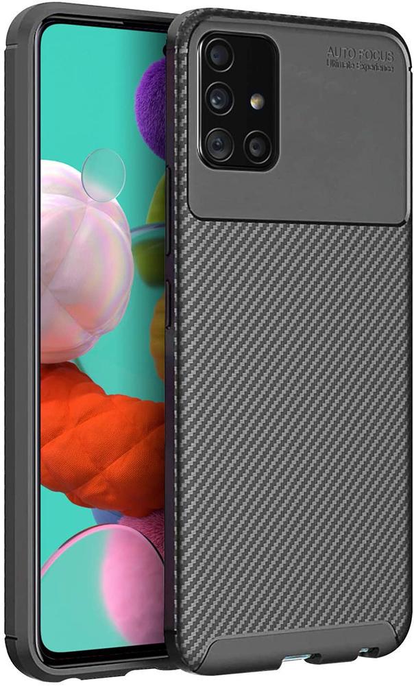 Чехол накладка Auto Focus Carbon для Samsung Galaxy A51 A515 Black (20062-2B)