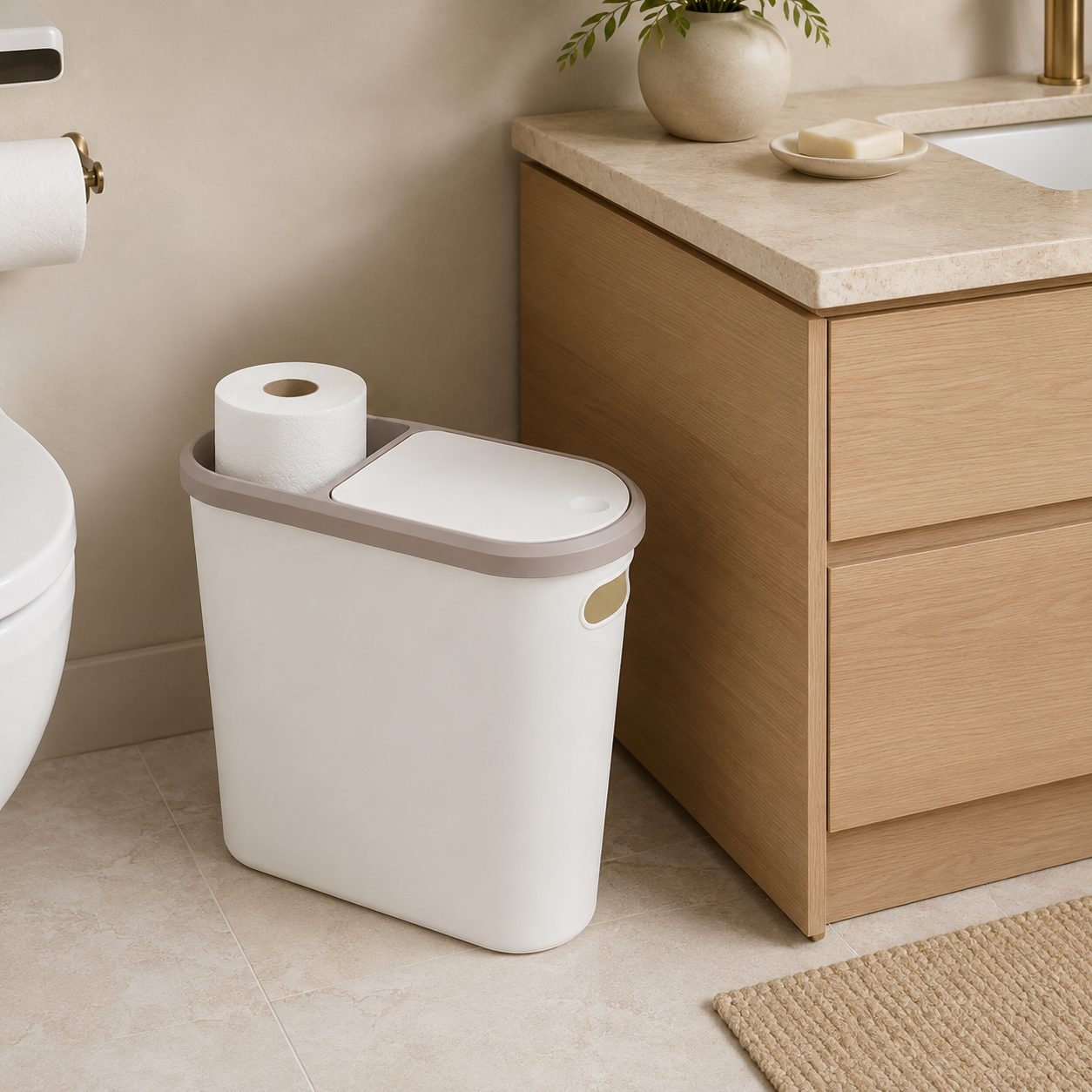 Контейнер для мусора 10 л пластиковый 32x14x30,5 см Белый (107-WHITE)