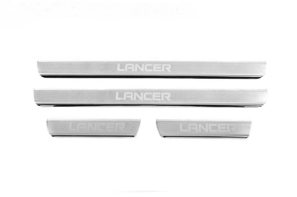 Накладки на пороги Carmos V3 для Mitsubishi Lancer 9 2004-2008 гг. нержавеющая сталь Хром