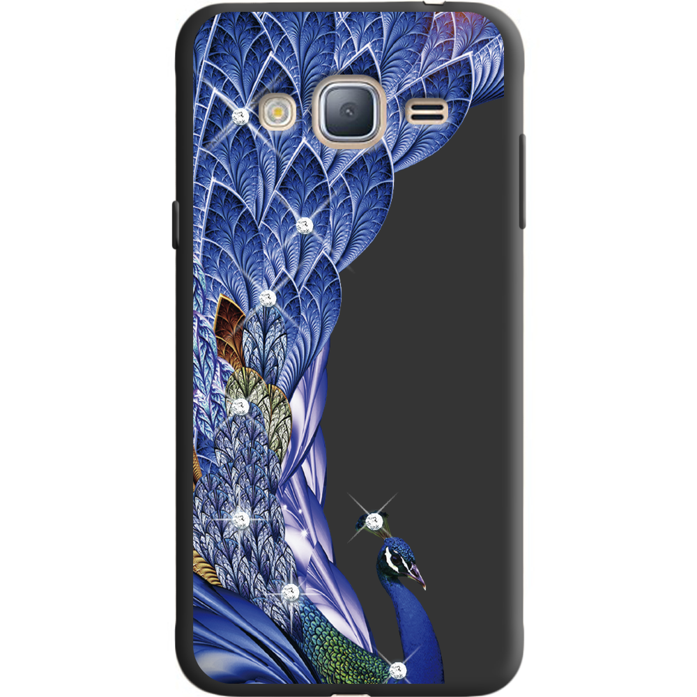 Чохол BoxFace Samsung J320 Galaxy J3 Павич зі стразами Чорний силікон (24962-rs7-36110)