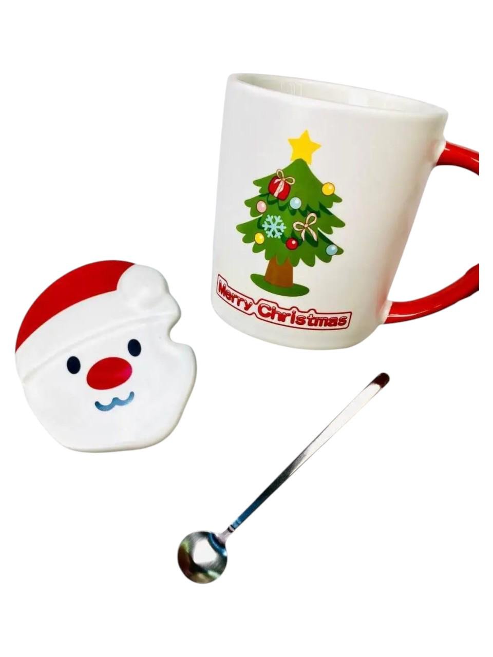 Набор Зимняя энергетика/Санта кружка с крышкой и ложкой 380 мл (OS-102-1059I) - фото 1