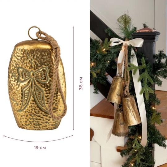 Игрушка на елку металлический колокольчик 36х19 см Золотой (150-81-6033-013) - фото 3