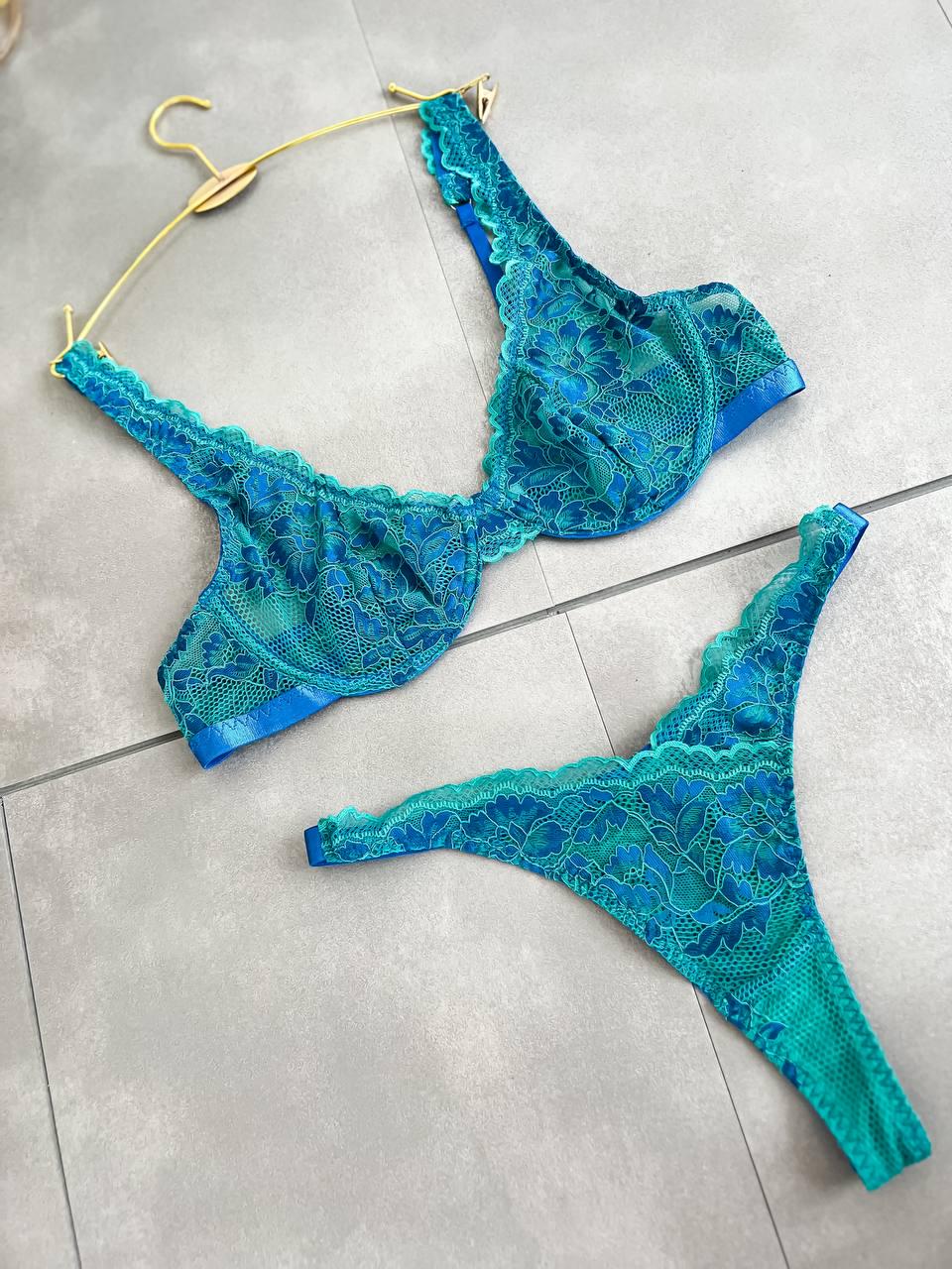 Комплект нижнего белья кружевной M Бирюзовый (DO2219) - фото 14 Комплект нижнего белья кружевной M Бирюзовый (DO2219) - фото 14
