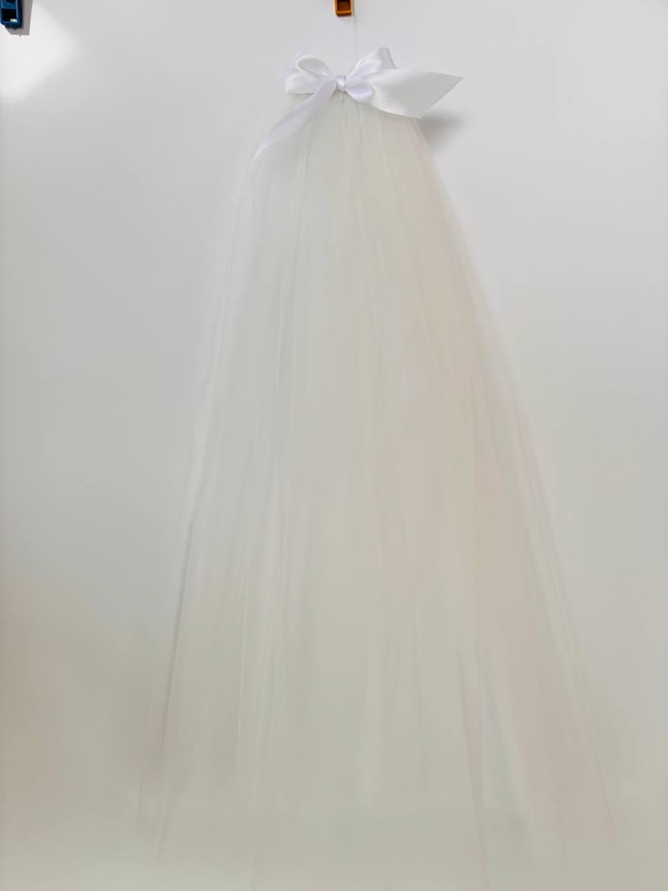 Фата для девичника с бантом на заколке 50 см Белый (131)