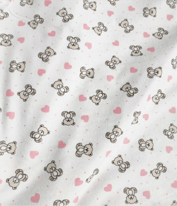 Пеленка фланелевая Медвежонок с сердечками #55 байка 110x90 см Розовый (373-19311)