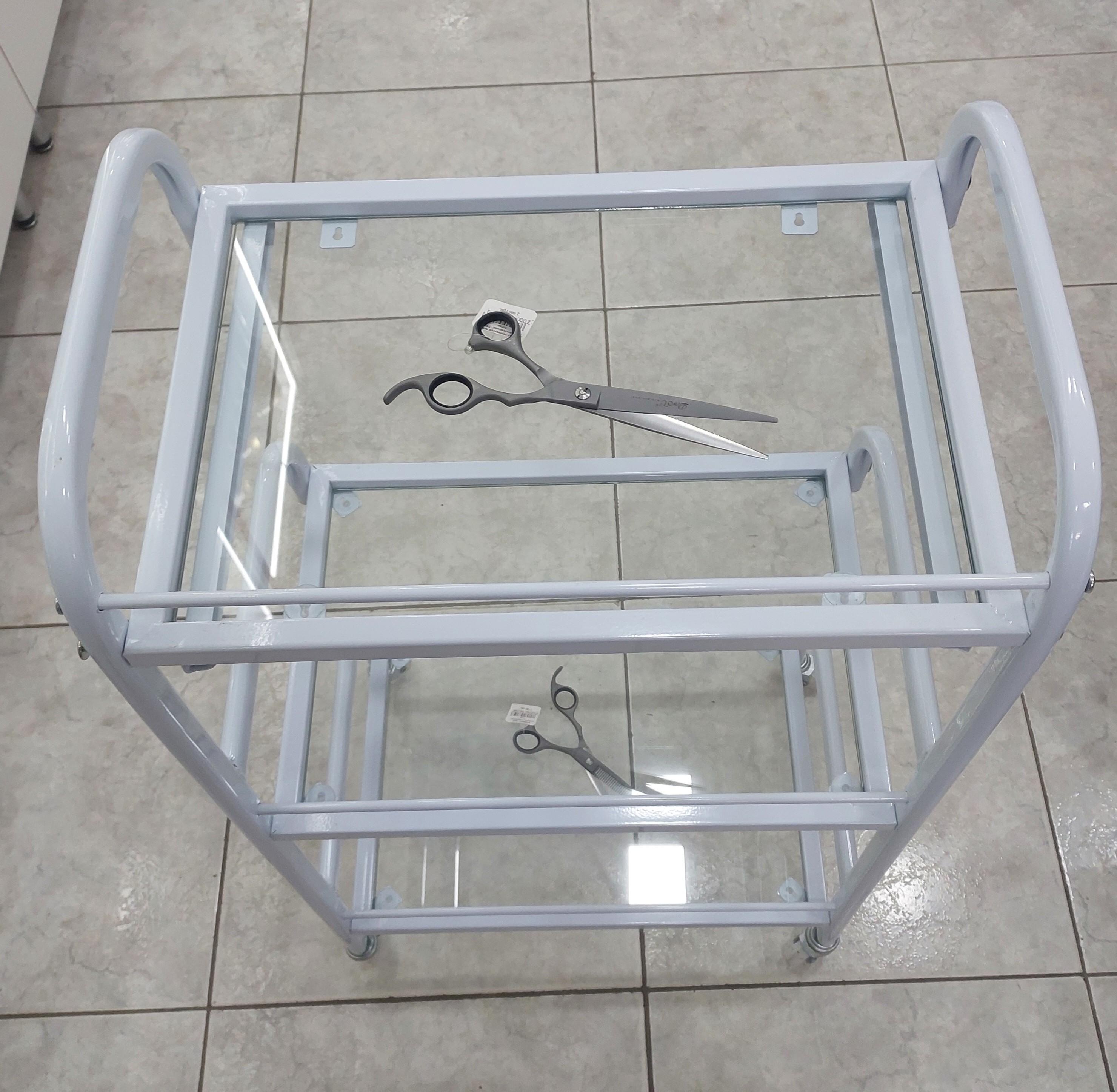 Візок косметологічний на 3 полички ДенІС professional з висувним лотком прозоре скло (27516619) - фото 4