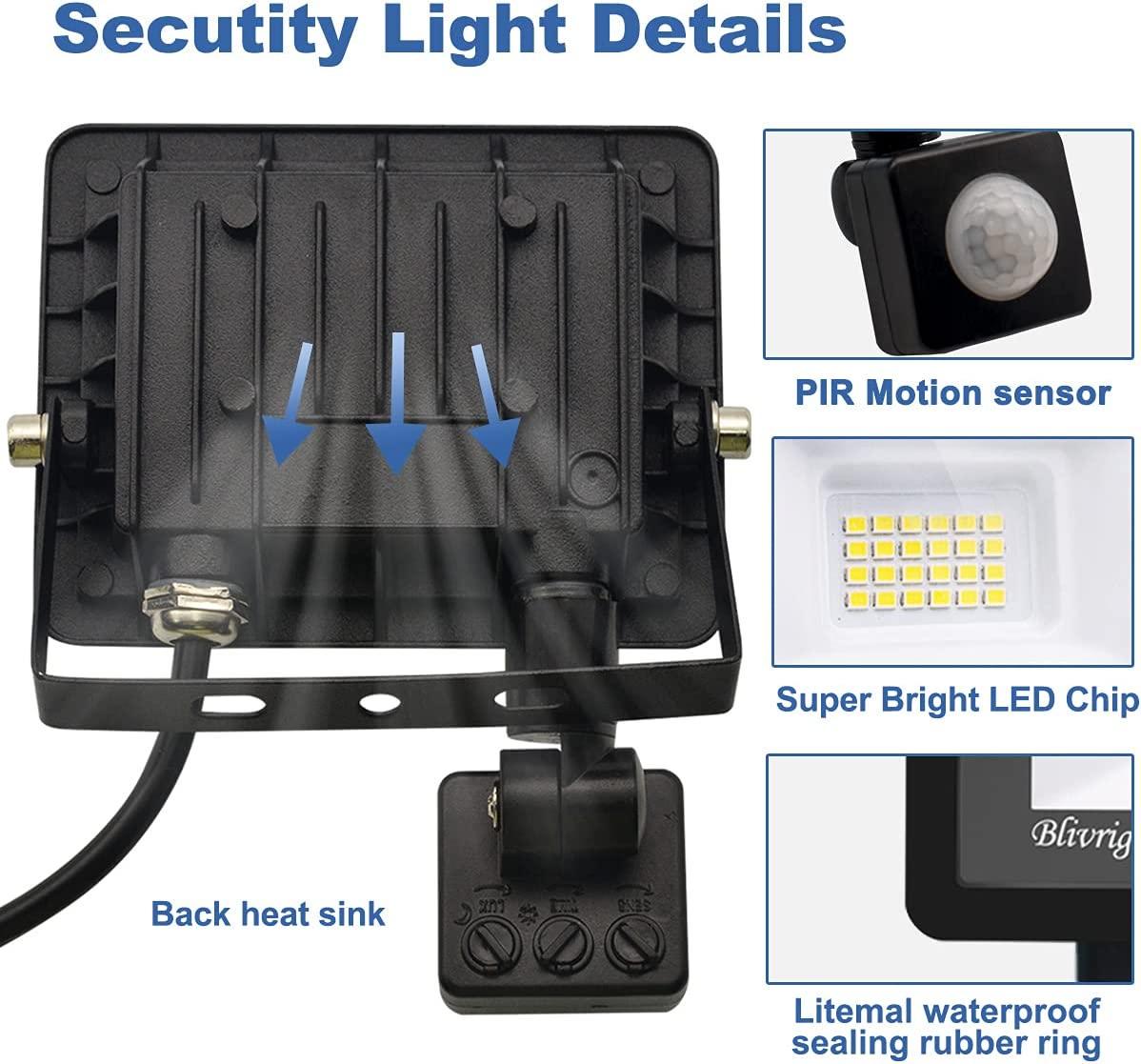 Прожектор светодиодный Blivrig с датчиком движения 30 W IP66 - фото 5