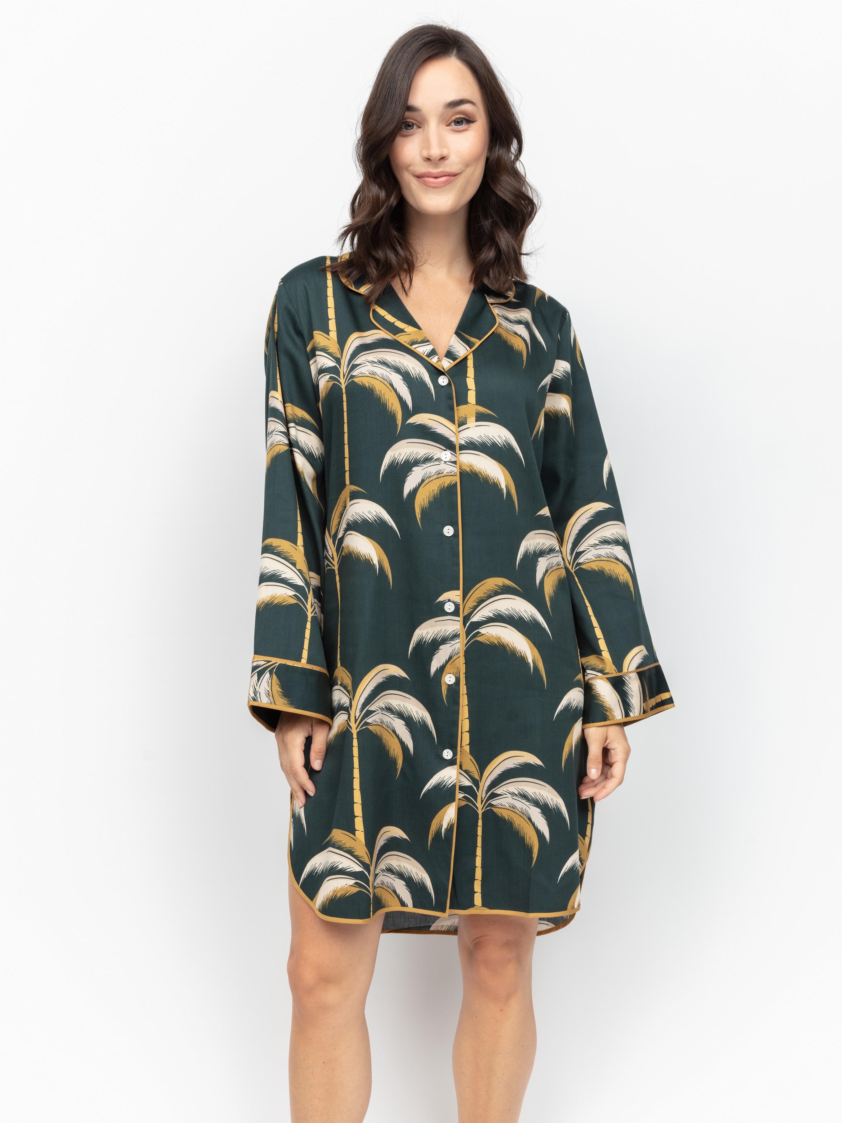 Халат женский Fable&Eve Pimlico 1979 16/XL Зеленый с принтом пальмовых листьев (5051877487017)