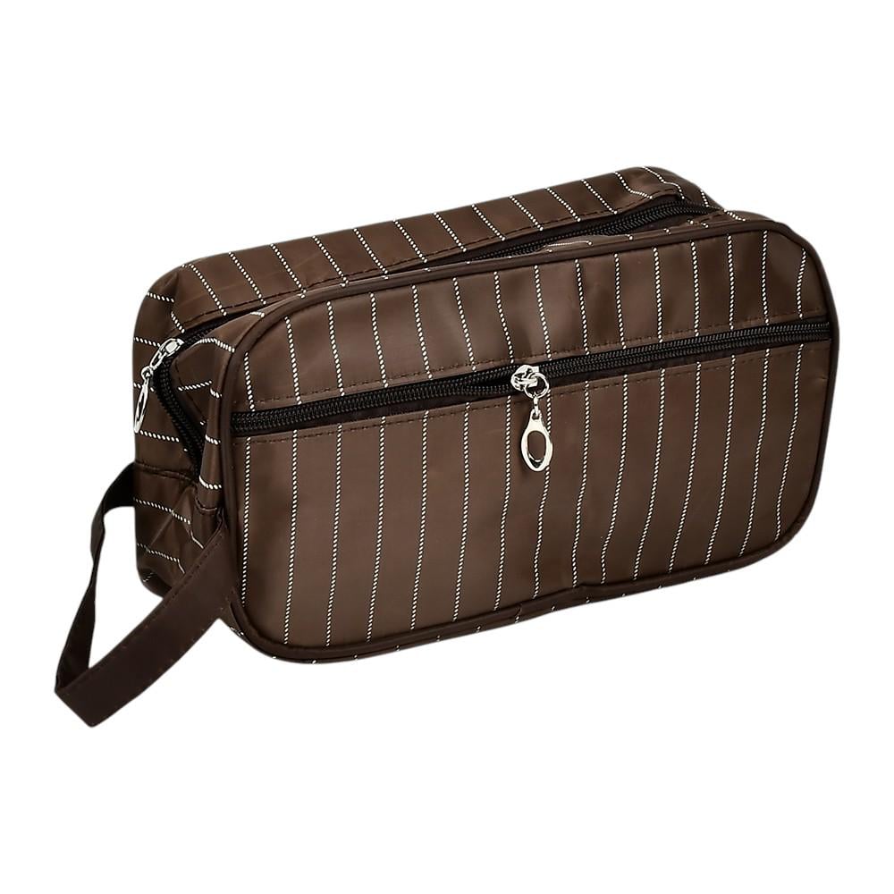 Сумка-косметичка дорожня з ручкою Stenson Stripes принт смужка водостійка 25х13х9 см Коричневий (06e2db7c)