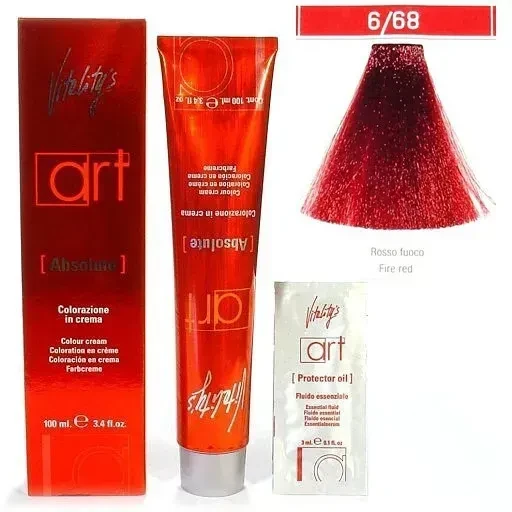 Крем-краска для волос с масляным коктейлем Vitality’s Art Absolute Hair Color Cream 6/68 Огненно-красный 100 мл