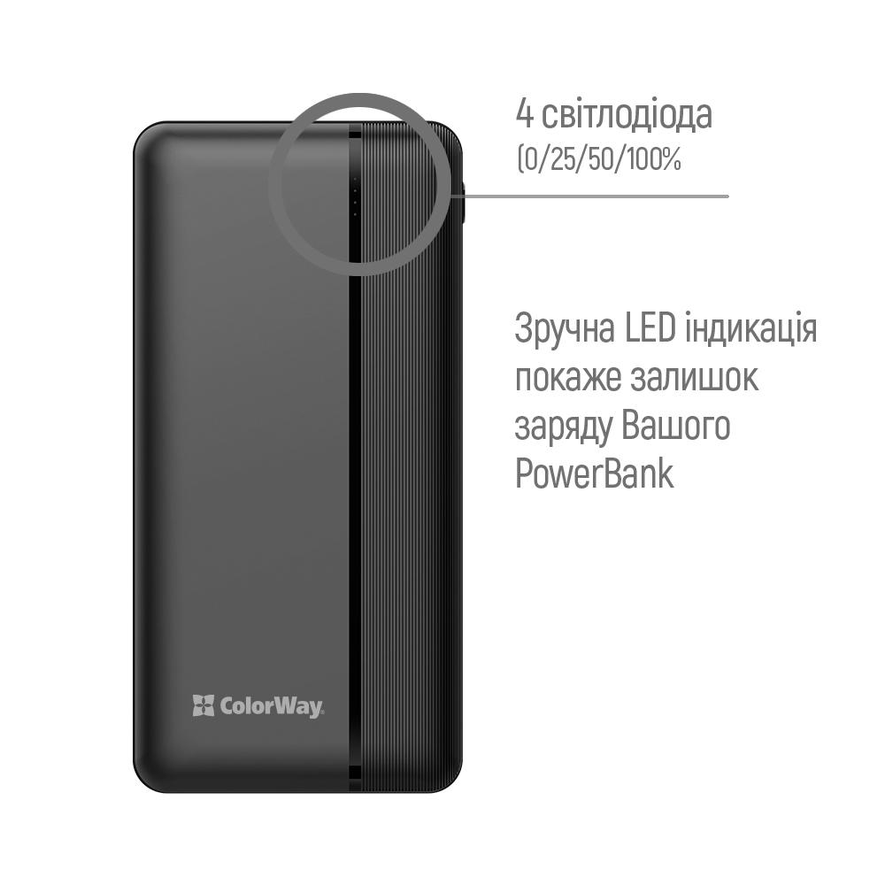 Повербанк ColorWay USB QC3.0 + USB-C Power Delivery 22,5 W 30000 mAh Black (CW-PB300LPA3BK-PD) - фото 6