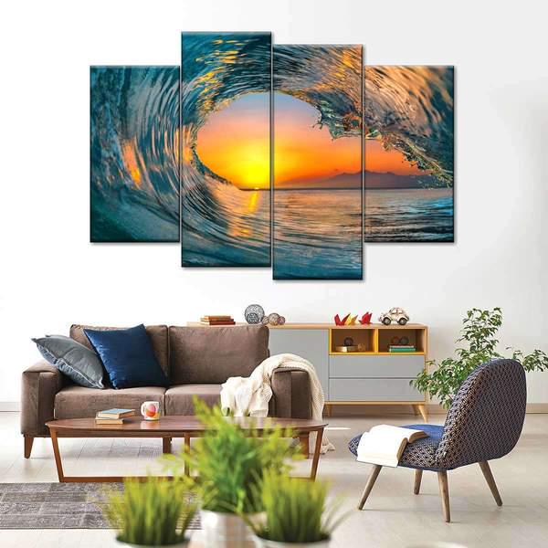 Модульная картина KIL Art Морская волна из четырех частей 129x90 см (M4_L_32)