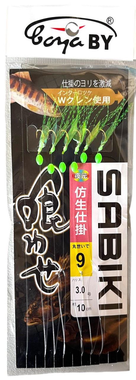 Самодур BoyaBy SABIKI № 9 6 крючков люрекс светонакопительная бусина Салатовый (2334265595)