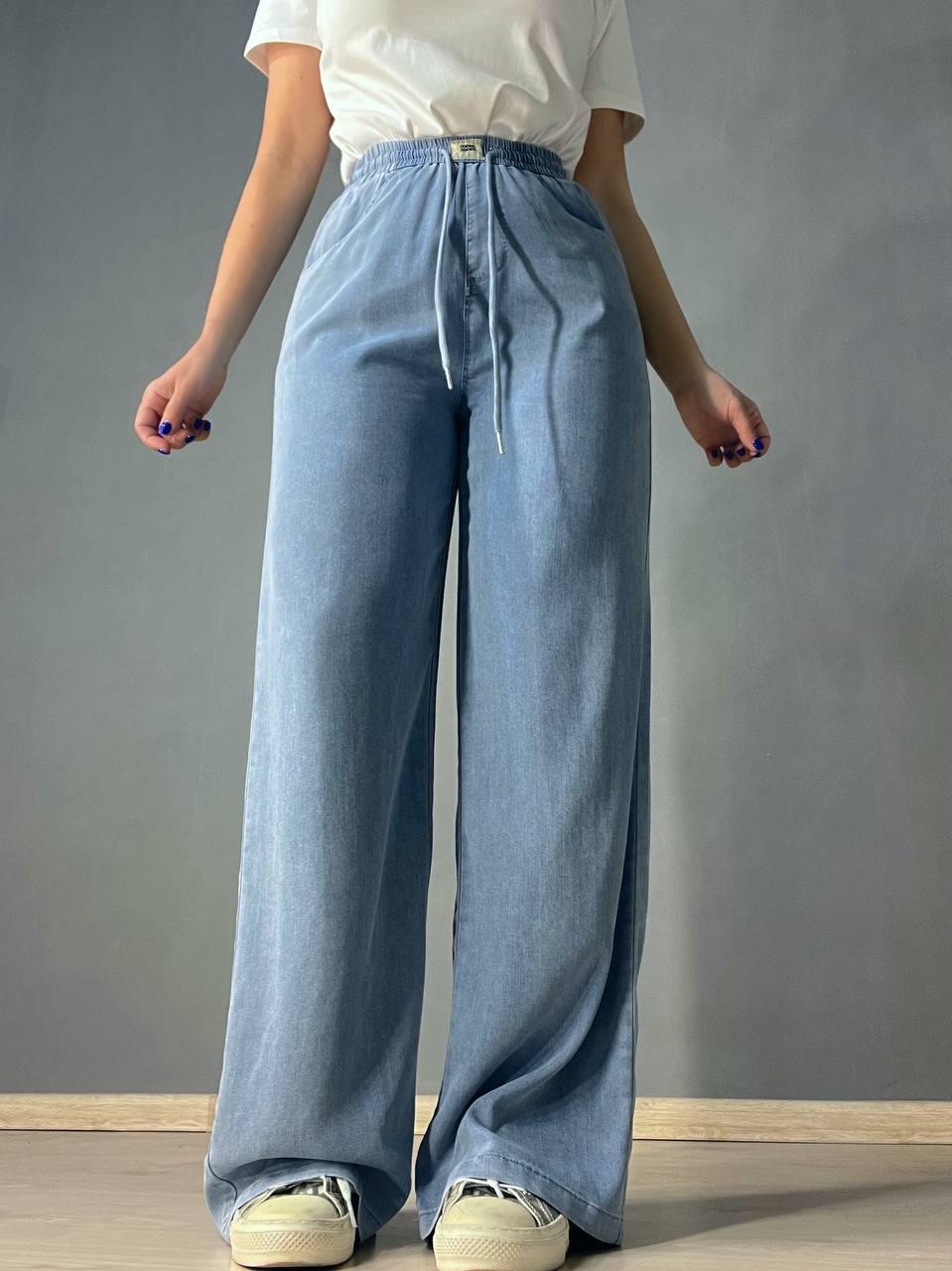 Джинси жіночі Immet 5606-2 палаццо талія на резинці тенсель р. 33 Блакитний (26675071)