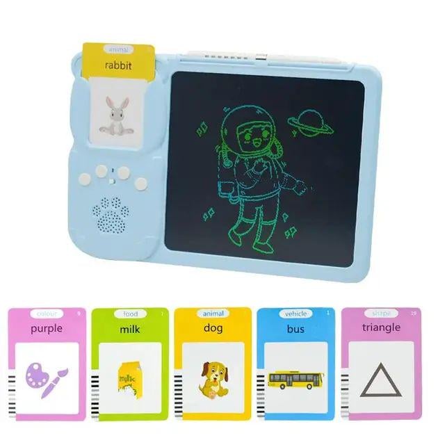 Карточки Монтессори для английского языка/планшет для рисования LCD USB 24х17х5 см Голубой (30627646)