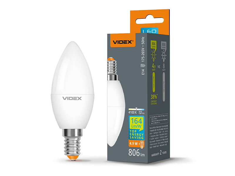 Світлодіодна лампа Videx VL-C37h-49144 4,9W C37h E14 220V 4100K (9360)