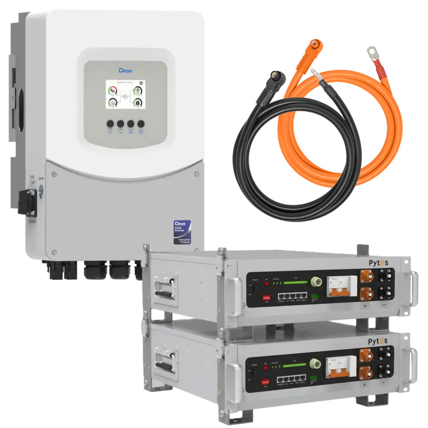 Комплект автономного энергоснабжения Deye SUN-6K-SG06LP1-EU-BM2 6 кВт и Pytes V5°α Plus H+ 2 шт. 5,12 кВт/год LiFePO4